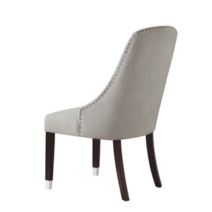 Homeroots Set Of Two Tufted Light Gray And Espresso Upholstered Velvet Dining Side Chairs  Wood 543538