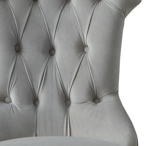 HomeRoots Set of Two Elegant Tufted Light Gray Velvet Dining Chairs with Espresso Legs for Versatile Comfort 543540