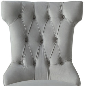 HomeRoots Set of Two Elegant Tufted Light Gray Velvet Dining Chairs with Espresso Legs for Versatile Comfort 543540