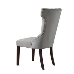 HomeRoots Set of Two Elegant Tufted Light Gray Velvet Dining Chairs with Espresso Legs for Versatile Comfort 543540
