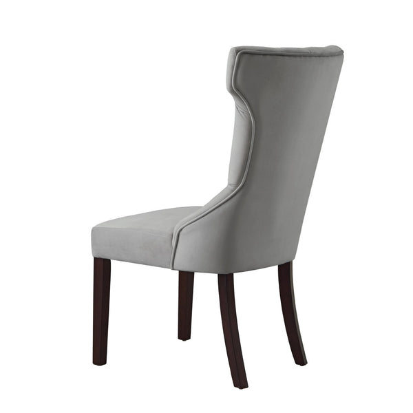 HomeRoots Set of Two Elegant Tufted Light Gray Velvet Dining Chairs with Espresso Legs for Versatile Comfort 543540
