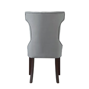 HomeRoots Set of Two Elegant Tufted Light Gray Velvet Dining Chairs with Espresso Legs for Versatile Comfort 543540
