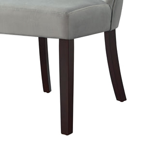 HomeRoots Set of Two Elegant Tufted Light Gray Velvet Dining Chairs with Espresso Legs for Versatile Comfort 543540