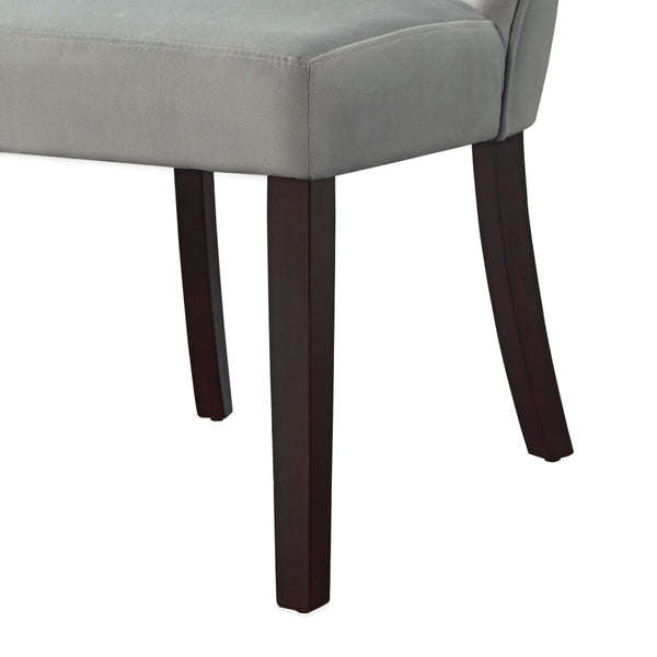 HomeRoots Set of Two Elegant Tufted Light Gray Velvet Dining Chairs with Espresso Legs for Versatile Comfort 543540