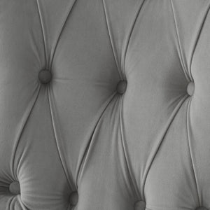 HomeRoots Set of Two Elegant Tufted Light Gray Velvet Dining Chairs with Espresso Legs for Versatile Comfort 543540