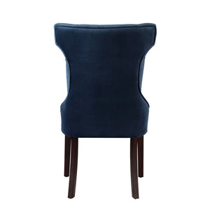 HomeRoots Set of Two Elegant Navy Blue Velvet Tufted Dining Chairs with Espresso Legs for Versatile Style 543541