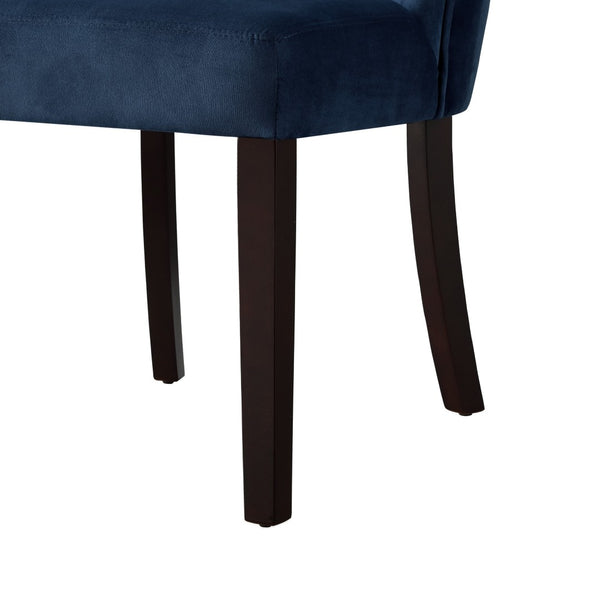 HomeRoots Set of Two Elegant Navy Blue Velvet Tufted Dining Chairs with Espresso Legs for Versatile Style 543541
