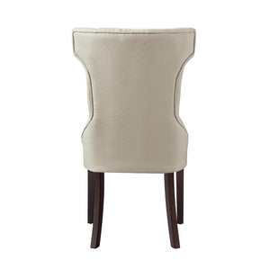 HomeRoots Set of Two Cream and Espresso Tufted Linen Dining Chairs - Elegant, Versatile Seating for Any Room 543542