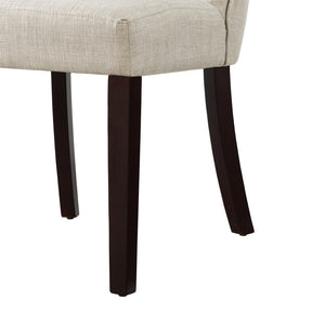HomeRoots Set of Two Cream and Espresso Tufted Linen Dining Chairs - Elegant, Versatile Seating for Any Room 543542