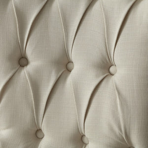 HomeRoots Set of Two Cream and Espresso Tufted Linen Dining Chairs - Elegant, Versatile Seating for Any Room 543542