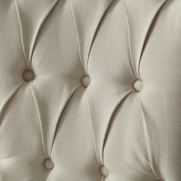 HomeRoots Set of Two Cream and Espresso Tufted Linen Dining Chairs - Elegant, Versatile Seating for Any Room 543542