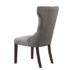 HomeRoots Set of Two Elegant Tufted Light Gray Wing Back Dining Chairs with Espresso Wood Legs for Versatile Use 543543