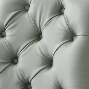 Homeroots Set Of Two Tufted Gray And Clear Upholstered Faux Leather Dining Arm Chairs  Wood 543544