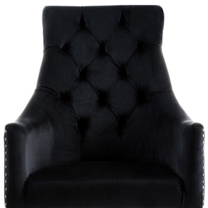 HomeRoots Set of Two Elegant Tufted Velvet Armchairs with Clear Legs for Dining or Accent Seating 543545