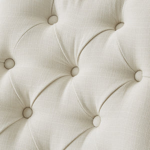 Homeroots Set Of Two Tufted Cream And Clear Upholstered Linen Dining Arm Chairs  Wood 543547