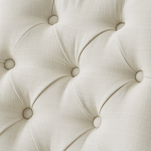 Homeroots Set Of Two Tufted Cream And Clear Upholstered Linen Dining Arm Chairs  Wood 543547