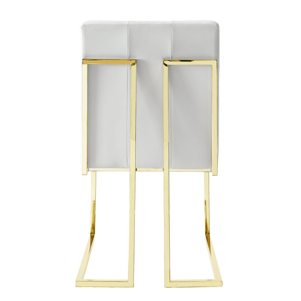 Homeroots Set Of Two Tufted White And Gold Upholstered Faux Leather Dining Side Chairs  Metal 543550