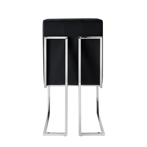 HomeRoots Set of Two Elegant Black Velvet Dining Chairs with Silver Metal Frame for Modern Living Spaces 543551