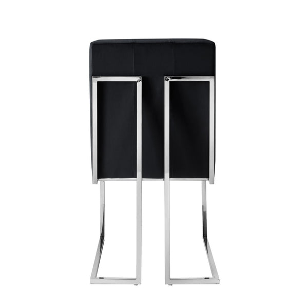 HomeRoots Set of Two Elegant Black Velvet Dining Chairs with Silver Metal Frame for Modern Living Spaces 543551
