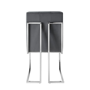 HomeRoots Set of Two Elegant Tufted Gray Velvet Dining Chairs with Silver Legs for Modern Spaces 543552