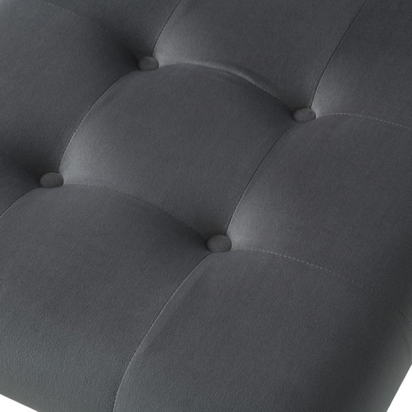HomeRoots Set of Two Elegant Tufted Gray Velvet Dining Chairs with Silver Legs for Modern Spaces 543552