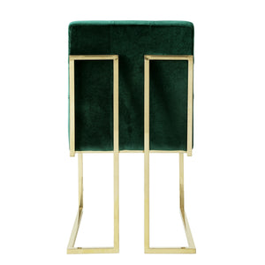 Homeroots Set Of Two Tufted Hunter Green And Gold Upholstered Velvet Dining Side Chairs  Metal 543553