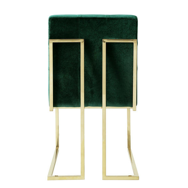 Homeroots Set Of Two Tufted Hunter Green And Gold Upholstered Velvet Dining Side Chairs  Metal 543553