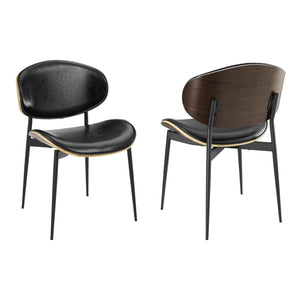 Homeroots Set Of Two Black Upholstered Faux Leather Curved Back Dining Side Chairs  Wood 543555