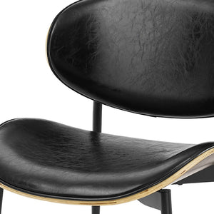Homeroots Set Of Two Black Upholstered Faux Leather Curved Back Dining Side Chairs  Wood 543555