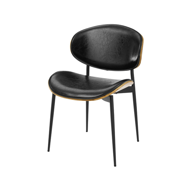 Homeroots Set Of Two Black Upholstered Faux Leather Curved Back Dining Side Chairs  Wood 543555