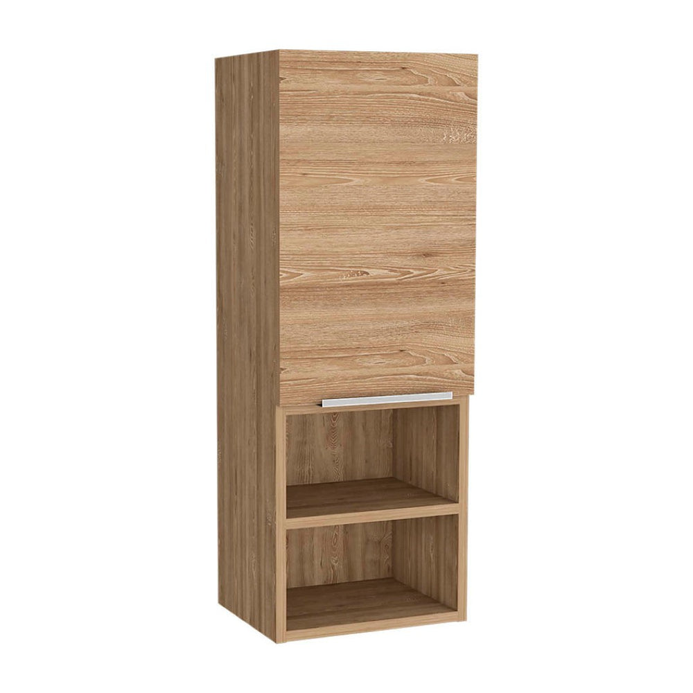 HomeRoots 12" Modern Natural Wood Floating Bathroom Vanity with Medicine Cabinet for Small Spaces Storage 543569