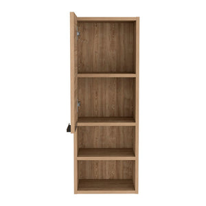 HomeRoots 12" Modern Natural Wood Floating Bathroom Vanity with Medicine Cabinet for Small Spaces Storage 543569
