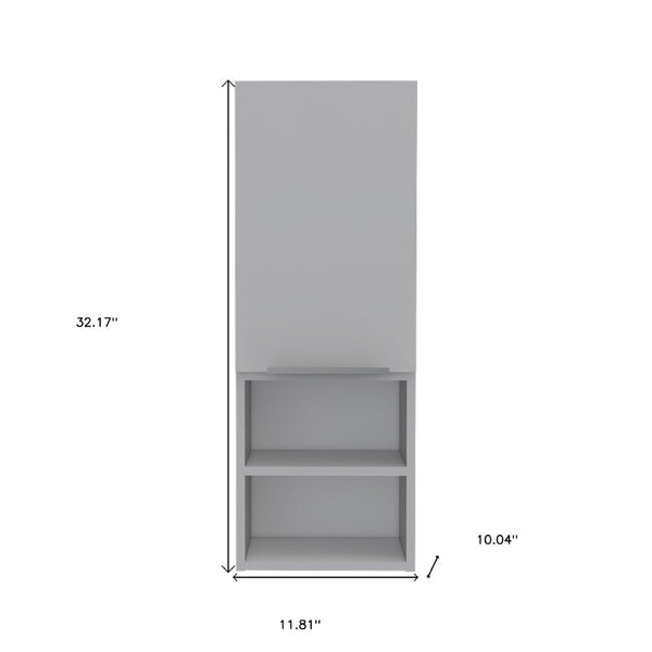 HomeRoots 12" Modern White Wood Floating Bathroom Vanity with Medicine Cabinet for Small Spaces & Storage 543570