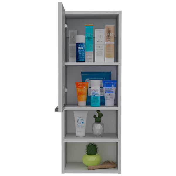 HomeRoots 12" Modern White Wood Floating Bathroom Vanity with Medicine Cabinet for Small Spaces & Storage 543570