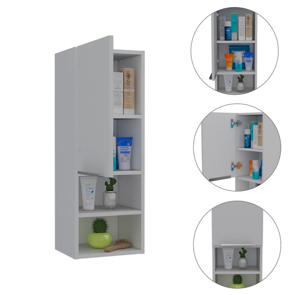 HomeRoots 12" Modern White Wood Floating Bathroom Vanity with Medicine Cabinet for Small Spaces & Storage 543570