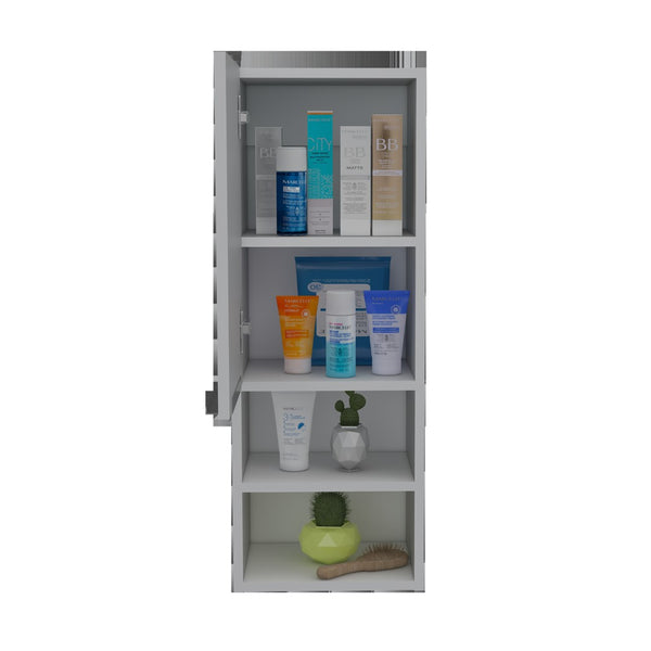 HomeRoots 12" Modern White Wood Floating Bathroom Vanity with Medicine Cabinet for Small Spaces & Storage 543570