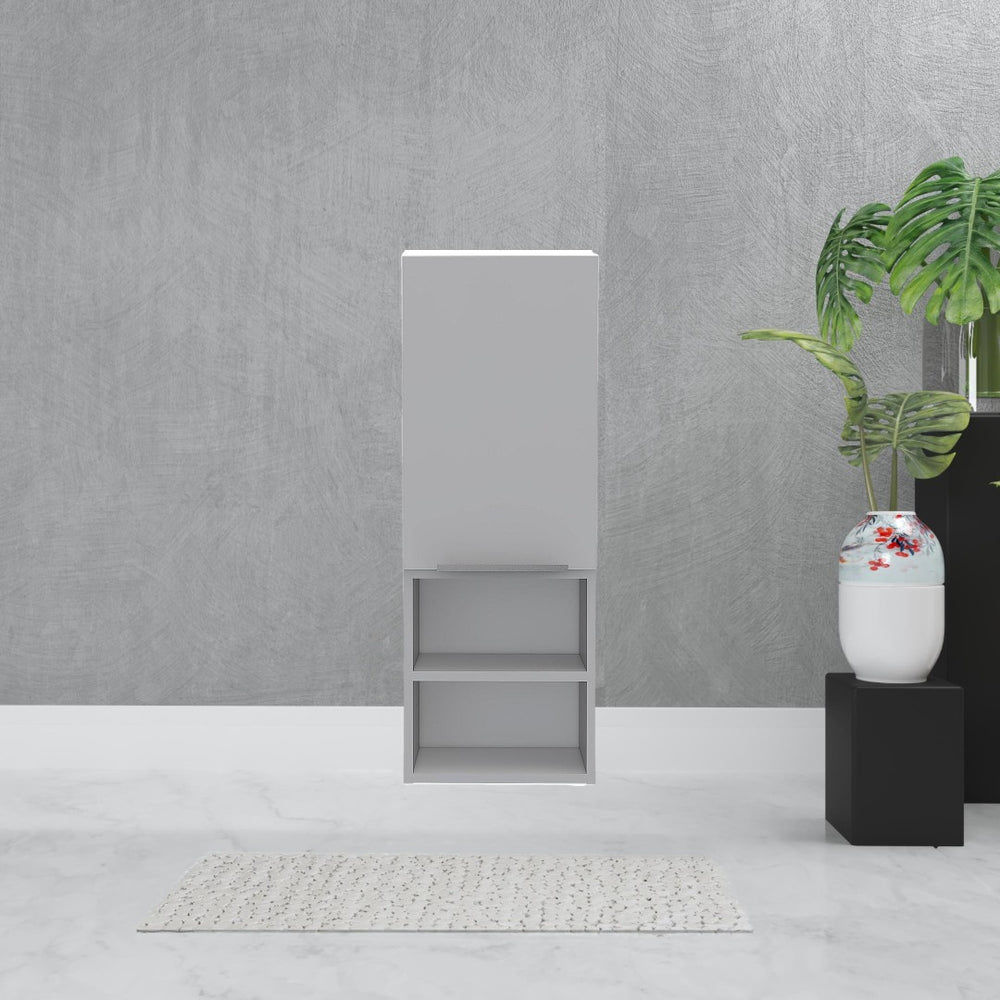 HomeRoots 12" Modern White Wood Floating Bathroom Vanity with Medicine Cabinet for Small Spaces & Storage 543570