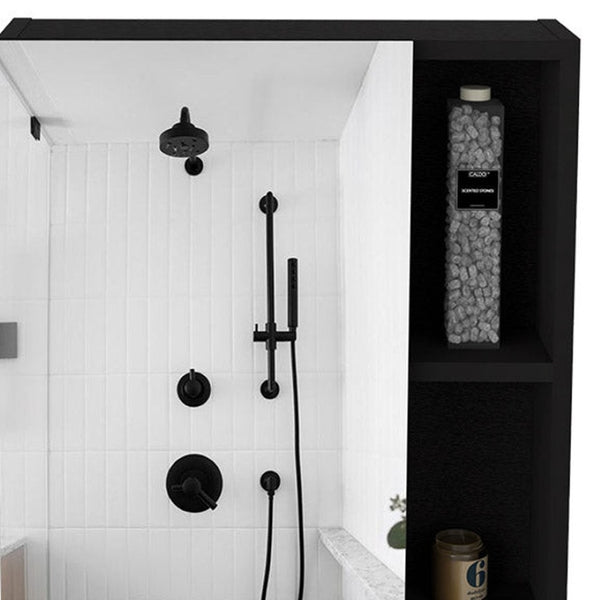 HomeRoots 18" Black Wood Floating Bathroom Vanity with Medicine Cabinet - Modern Space-Saving Design & Storage 543571