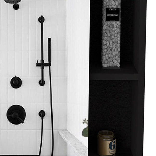 HomeRoots 18" Black Wood Floating Bathroom Vanity with Medicine Cabinet - Modern Space-Saving Design & Storage 543571
