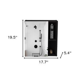 HomeRoots 18" Black Wood Floating Bathroom Vanity with Medicine Cabinet - Modern Space-Saving Design & Storage 543571
