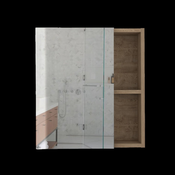 HomeRoots 18" Natural Wood Floating Bathroom Vanity with Medicine Cabinet & Mirror - Stylish Space Saver 543572