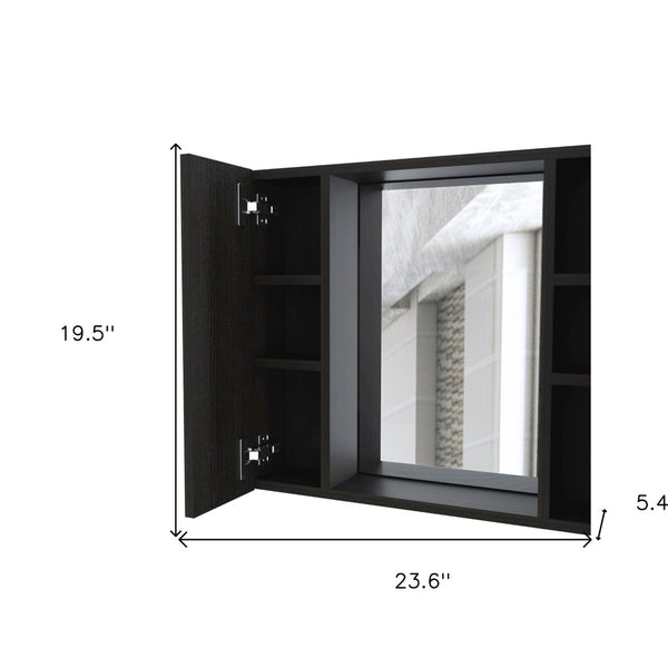 HomeRoots 24" Modern Black Wood Floating Bathroom Vanity & Medicine Cabinet with Mirror - Space-Saving Style! 543579