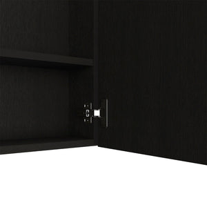 HomeRoots 24" Black Wood Floating Vanity with Medicine Cabinet & Mirror - Modern Space-Saving Design for Small Bathrooms 543582