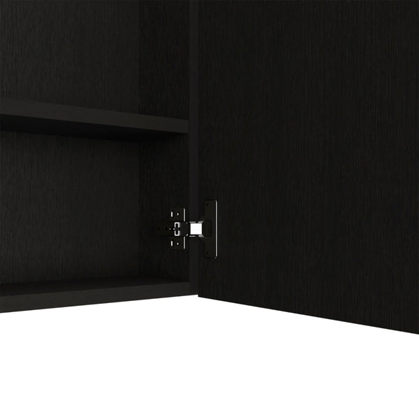HomeRoots 24" Black Wood Floating Vanity with Medicine Cabinet & Mirror - Modern Space-Saving Design for Small Bathrooms 543582