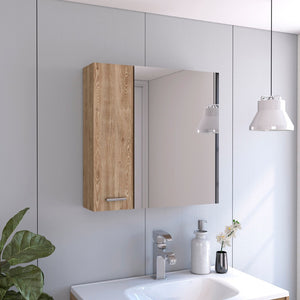 HomeRoots 24" Natural Wood Floating Double Door Bathroom Vanity Set with Medicine Cabinet and Mirror Included 543583