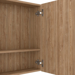 HomeRoots 24" Natural Wood Floating Double Door Bathroom Vanity Set with Medicine Cabinet and Mirror Included 543583