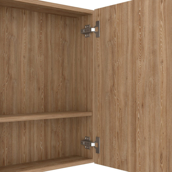 HomeRoots 24" Natural Wood Floating Double Door Bathroom Vanity Set with Medicine Cabinet and Mirror Included 543583