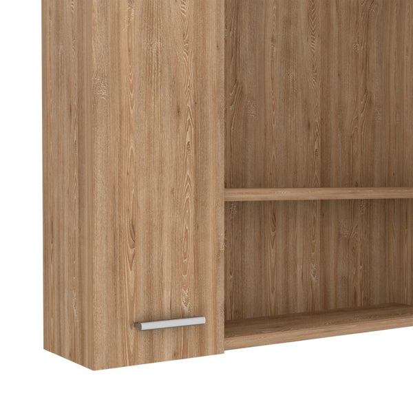 HomeRoots 24" Natural Wood Floating Double Door Bathroom Vanity Set with Medicine Cabinet and Mirror Included 543583