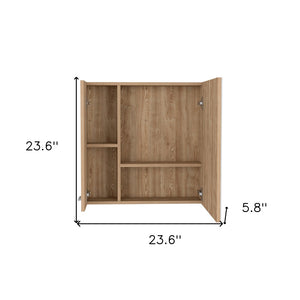 HomeRoots 24" Natural Wood Floating Double Door Bathroom Vanity Set with Medicine Cabinet and Mirror Included 543583