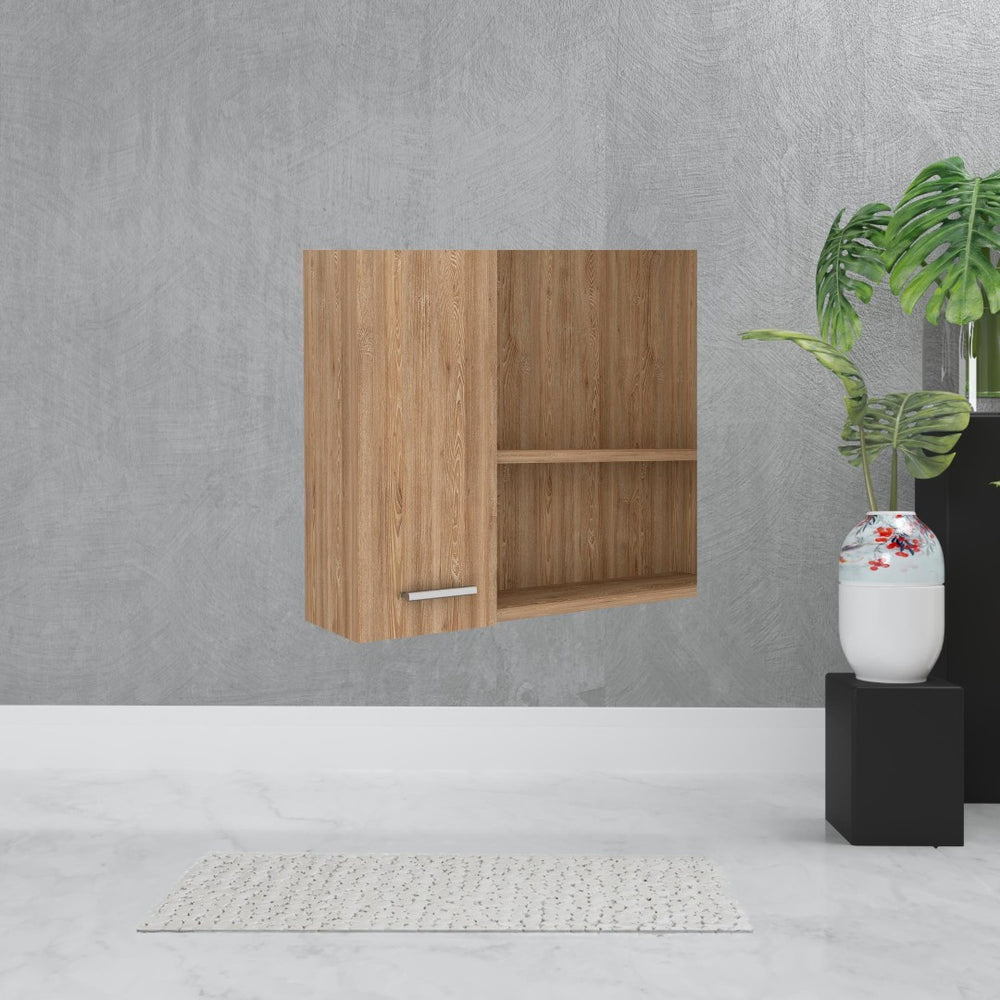 HomeRoots 24" Natural Wood Floating Double Door Bathroom Vanity Set with Medicine Cabinet and Mirror Included 543583